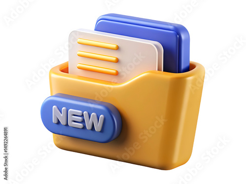 3D Render of New Document Folder Icon with Files