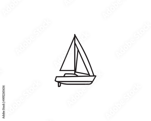 Fractional Sloop Sailboat icon vector art illustration