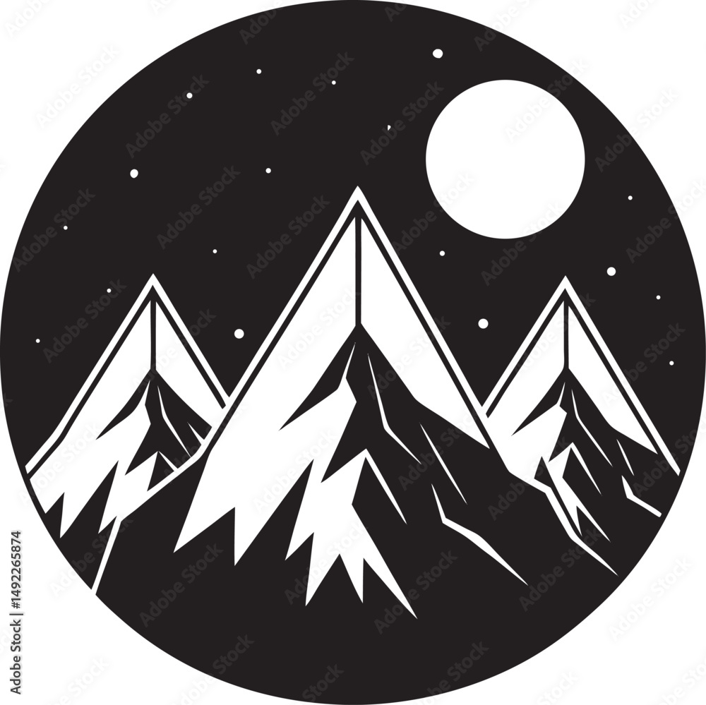 Obraz premium Mountain Silhouette Vector, Minimalist Nature Landscape