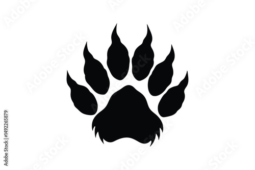 Silhouette art illustration of a werewolf paw print with claw marks.eps