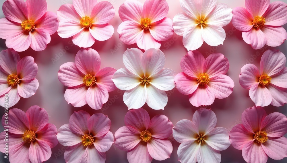 Delicate blossoms arranged in a square repeating pattern , bloom, flower, summer Delicate blossoms arranged in a square repeating pattern , bloom, flower, summer