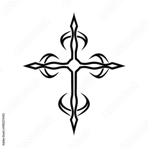 Leviathan Cross Made of Inked Script Lines