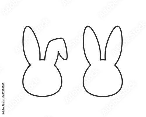 Simple line art of a bunny head. Clean rabbit outline with iconic ear and head shape vetor. Cute Easter design elements for cards, stickers, and kids projects.