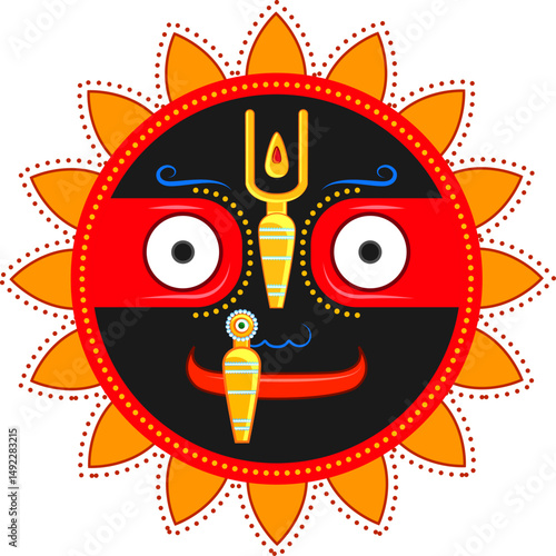 illustration of Lord Jagannath on annual Rathayatra in Odisha festival background