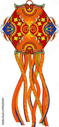 illustration of hanging Kandil on happy Diwali Holiday background for light festival of India