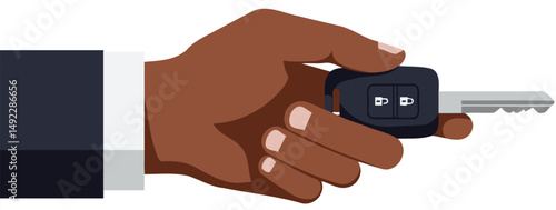  Hand Holding Modern Car Key Fob