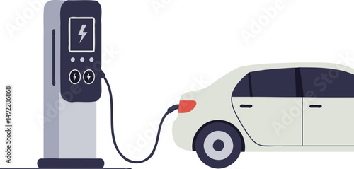 Electric Car at Charging Point