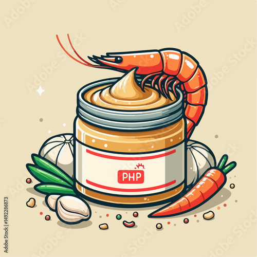 illustration of food variants and shrimp paste