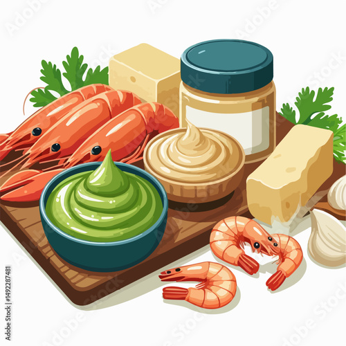 illustration of food variants and shrimp paste