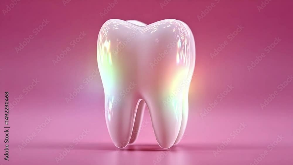 3D Illustration of a Healthy White Tooth on Pink Background for Dental Care Concept - AI 3D Illustration of a Healthy White Tooth on Pink Background for Dental Care Concept - AI