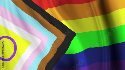 Intersex Inclusive Progress Pride Flag Waving Flapping