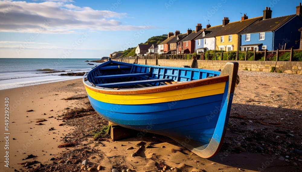 Fototapeta premium boat stay edge on the river