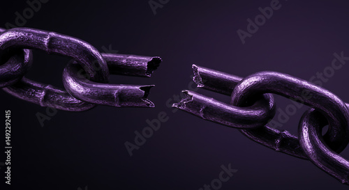 Broken chain link powerful imagery represents vulnerability fragility weakness and loss