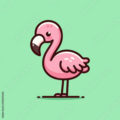 Flamingo vector, pink tropical animal flat design, cartoon exotic bird illustration for seamless wallpaper, nursery background, kids room art print, beach summer decor, wildlife character drawing