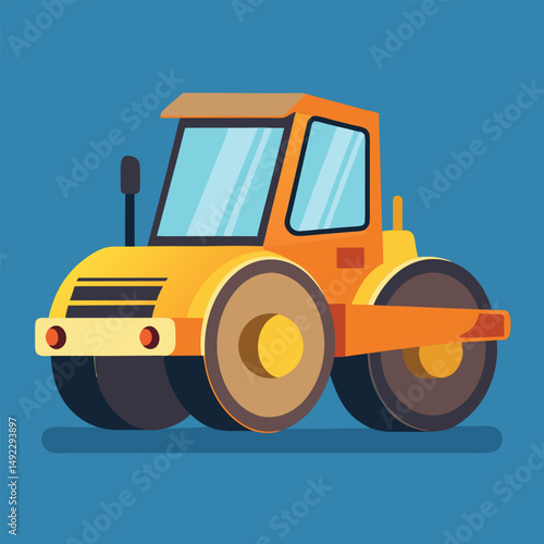 Road Roller Clipart Vector Illustration – Construction Equipment Graphic

