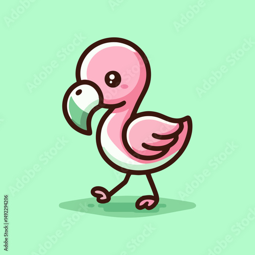 Flamingo vector, tropical bird flat illustration, pink exotic animal design for nursery wallpaper, kids summer decor, seamless background pattern, beach art print, cute wildlife cartoon for home