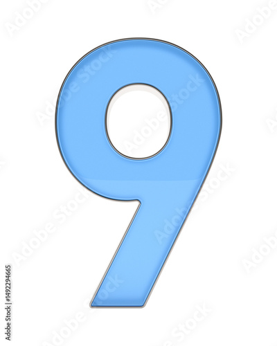 Number nine on white backgr...