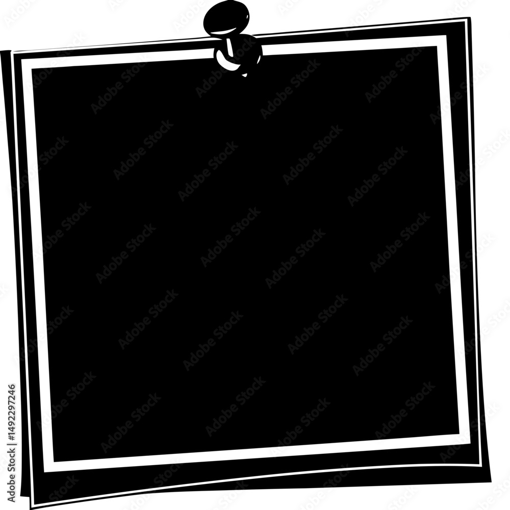 Black frame pinned note silhouette vector illustration Black frame pinned note silhouette vector illustration