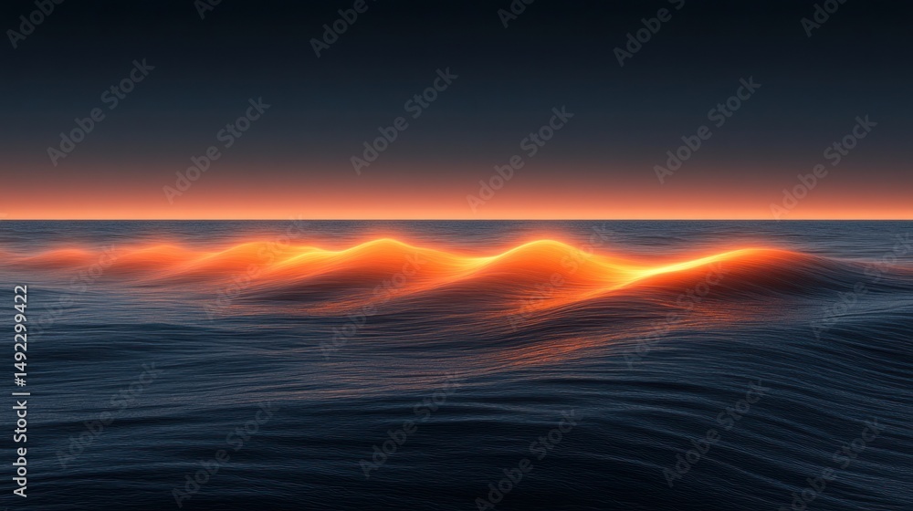 Obraz premium Sunrise over glowing waves