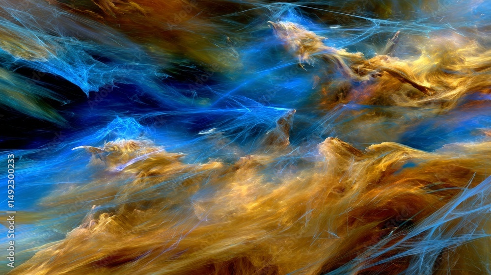 Naklejka premium Vibrant Abstract Swirls in Blue and Gold