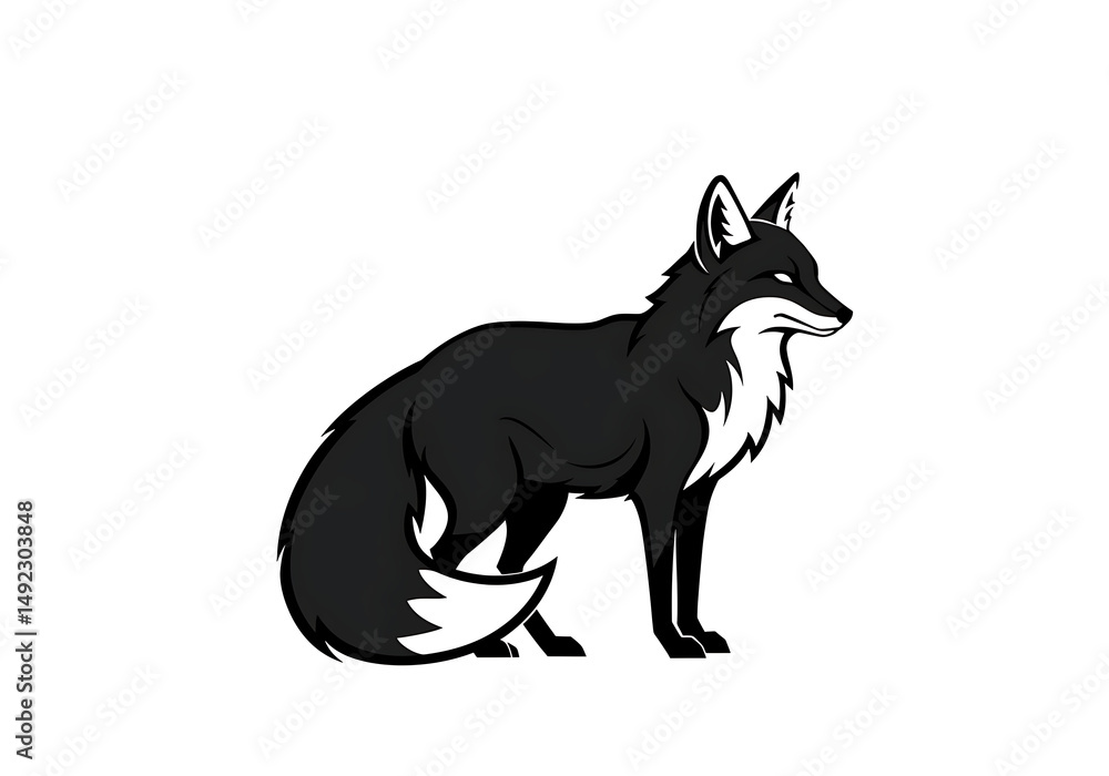 Fototapeta premium Majestic black fox elegant design wild animal powerful nature graphic art