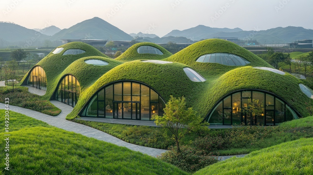 Fototapeta premium Sustainable, grassy, architectural wonder