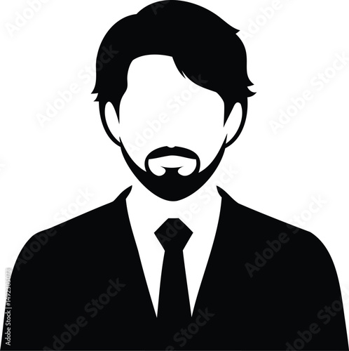 Silhouette of a faceless man in suit and tie, business professional attire