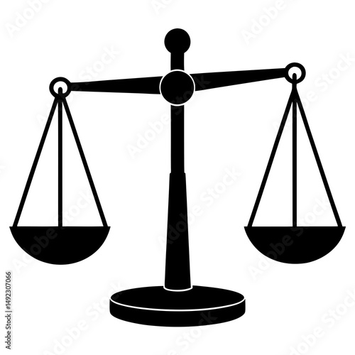 Black and white scales of justice icon