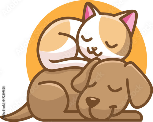 Illustration of dog and cat suitable for a pet shop logo