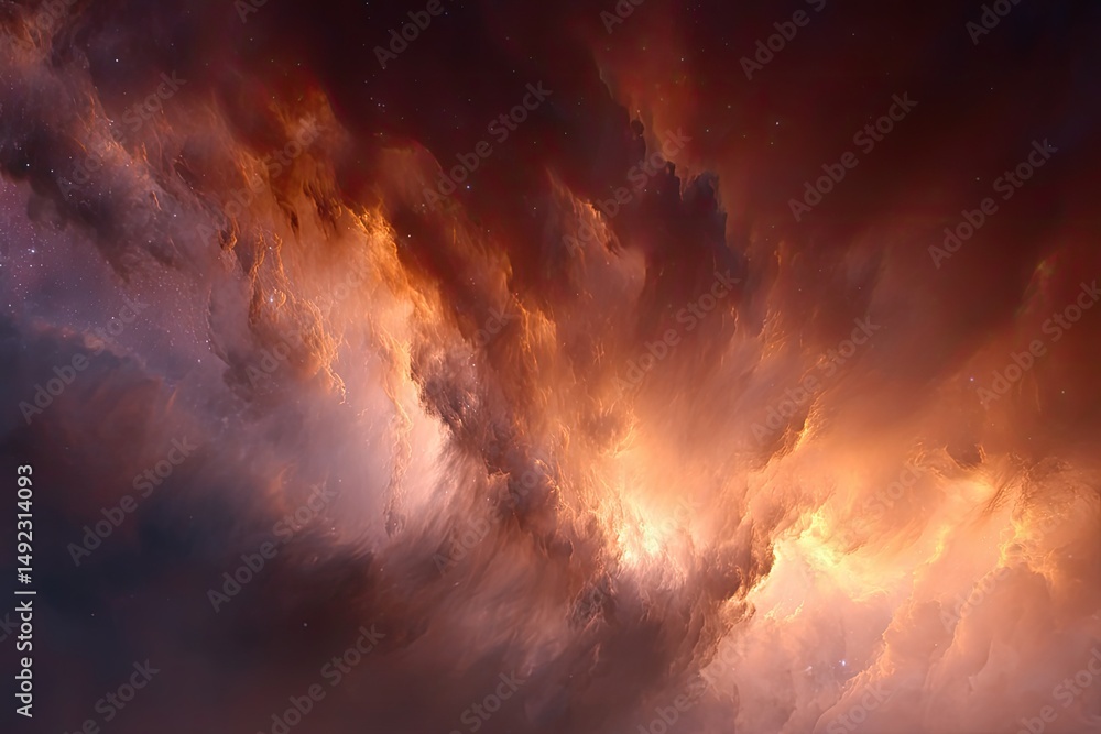 Fototapeta premium Cosmic clouds ablaze