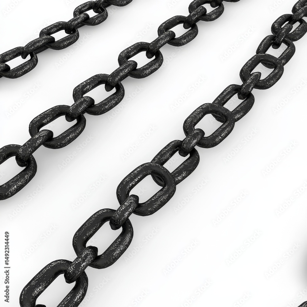 Fototapeta premium A metal chain is hanging down, with its ends dangling