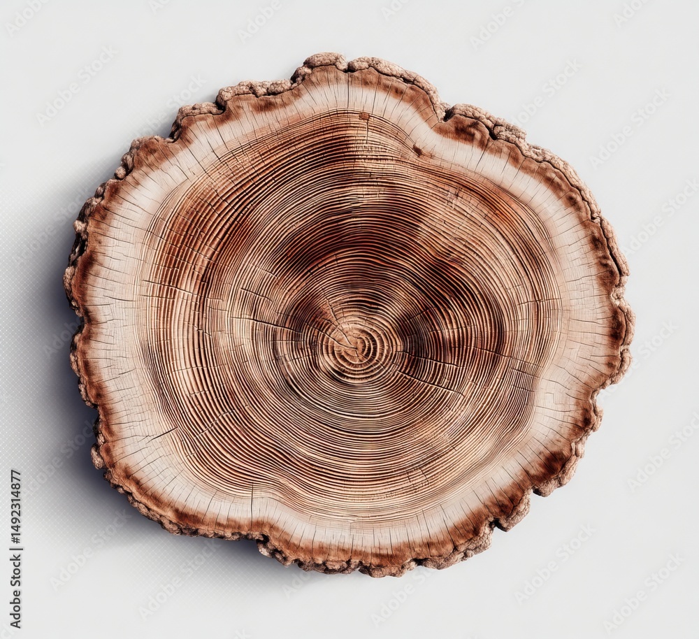 An isolated oak stump and fire log are positioned on a white background, accompanied by a clipping path An isolated oak stump and fire log are positioned on a white background, accompanied by a clipping path