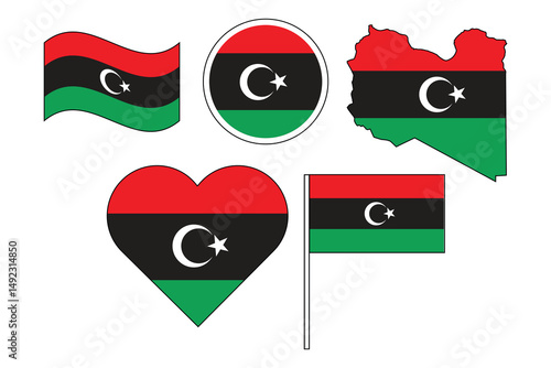 Free Download set of badges with flag of Libya vector illustration - GFXLoad