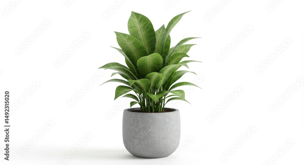 Fototapeta premium Flourishing plant in concrete pot