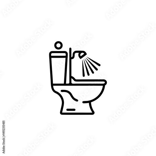 Toilet with integrated bidet sprayer line icon