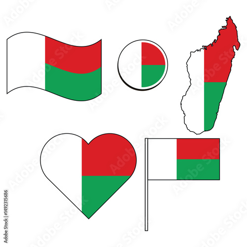 Free Download set of badges with flag of Madagascar vector illustration - GFXLoad