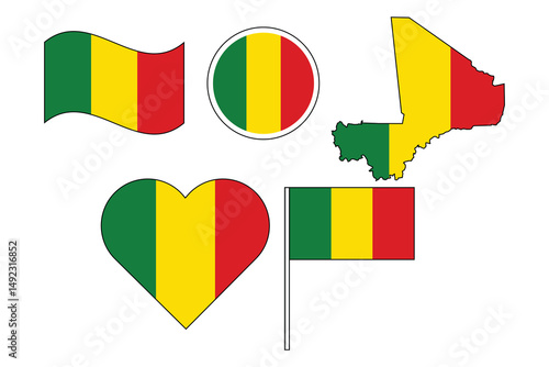 set of badges with flag of Mali vector illustration