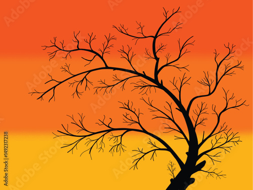 Decorative Autumn Tree Vector – Seasonal Nature Illustration"

