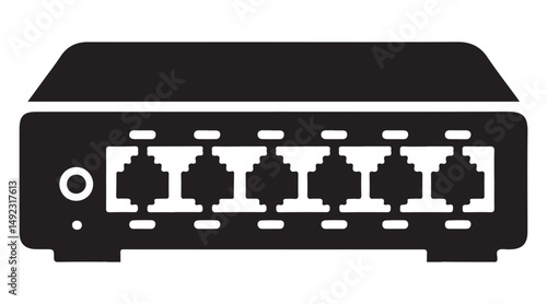 Network Switch Ports Silhouette for Internet Connectivity