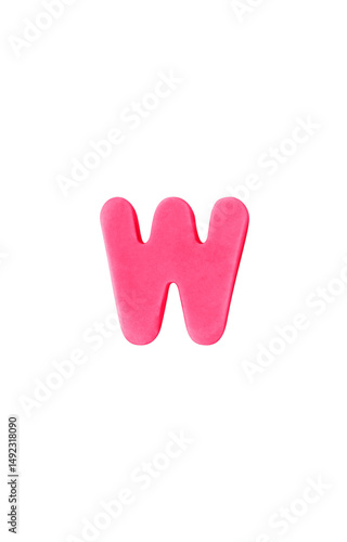 Colored clay shaped like the English letter W. Pink color