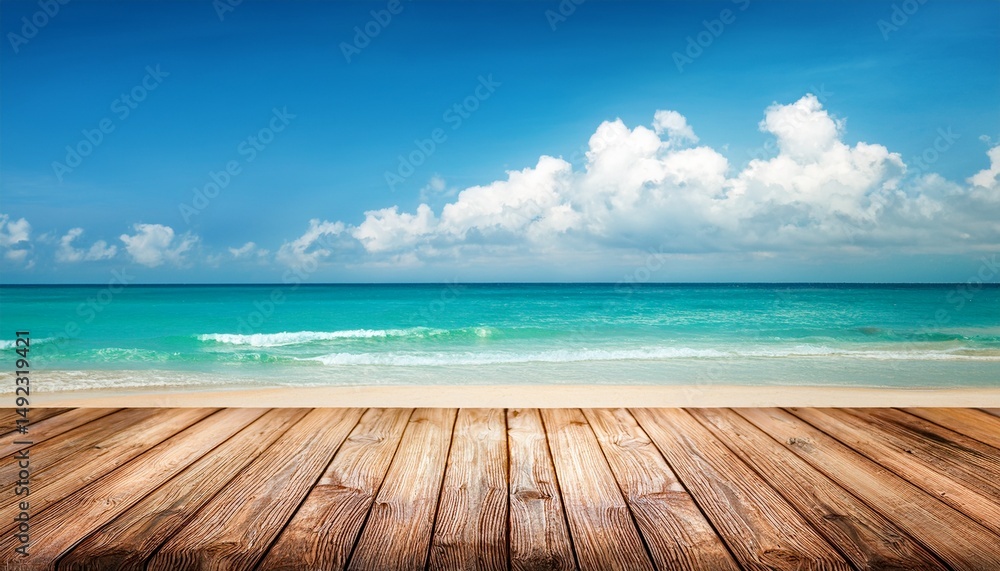 Fototapeta premium beach background wooden table