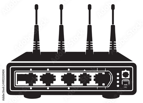 Wireless Router Illustration Modern Network Connectivity and Data Transfer