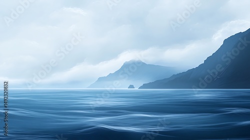 Misty coastal seascape