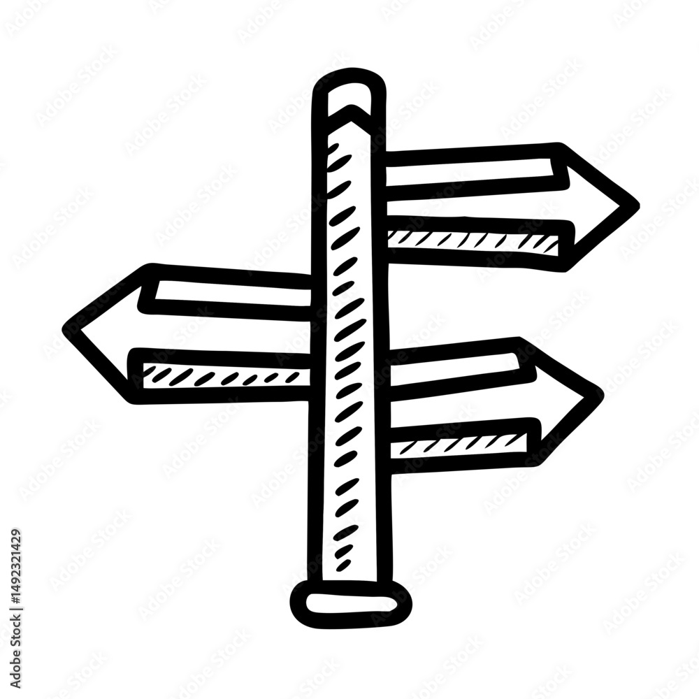 Directional signpost with arrows indicating navigation choices Directional signpost with arrows indicating navigation choices
