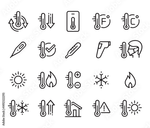 Thermometer icons depicting various conditions