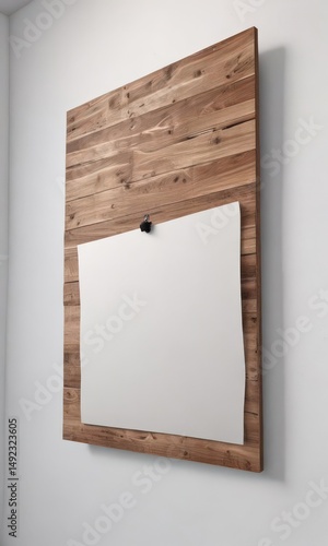 White wall, contemporary poster, wooden clip display,  living room,  home