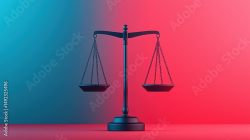Concept of Justice with Balance Scale on Colorful Background Representing Law and Fairness in Society