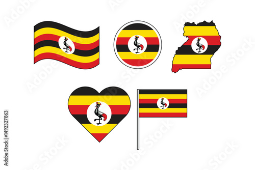 set of badges with flag of Uganda vector illustration Free Download set of badges with flag of Uganda vector illustration - GFXLoad