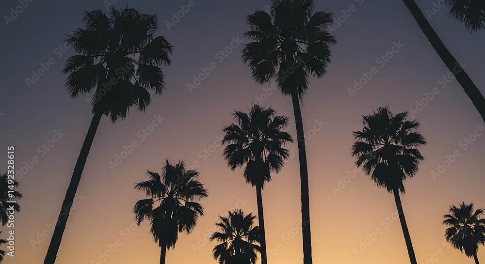 Fototapeta premium Twilight Palms AI Generated
