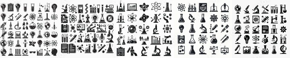 Obraz premium Vector set image silhouette of science